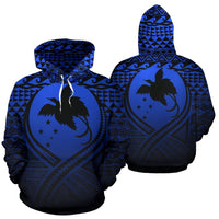 Papua New Guinea All Over Hoodie Lift up Blue Unisex Blue - Polynesian Pride