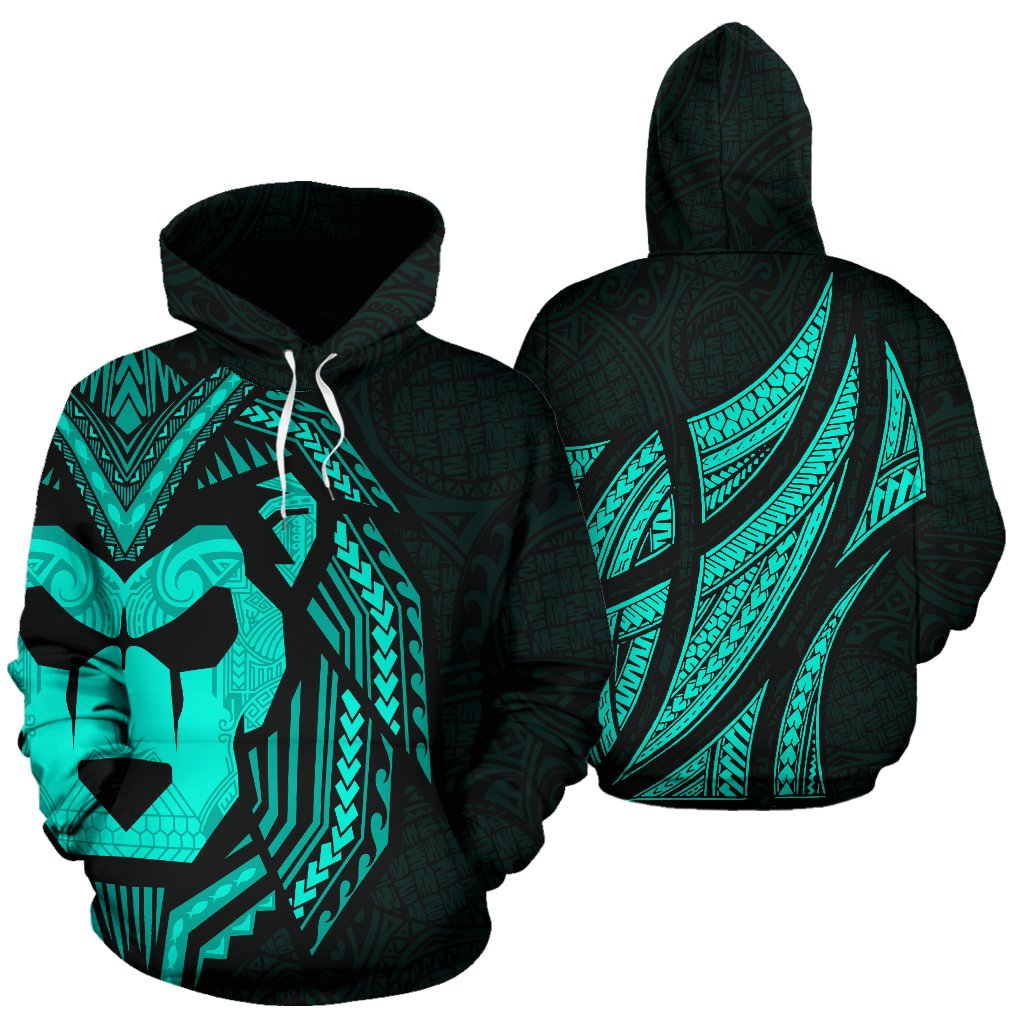 Sua Lions Pride Polynesian Warrior Hoodie Emerald Color Unisex Blue - Polynesian Pride