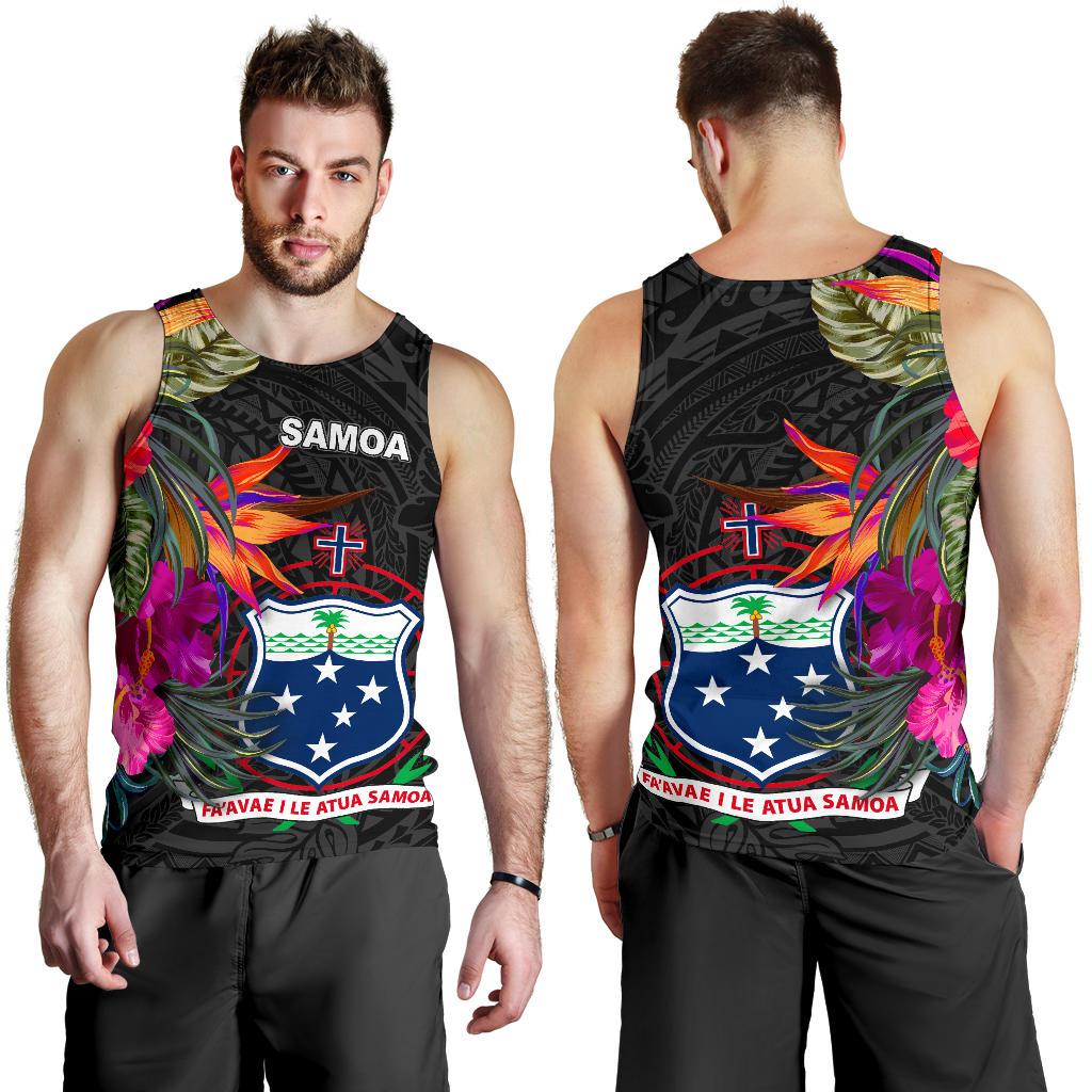 Samoa Men's Tank Top - Polynesian Hibiscus Pattern - Polynesian Pride