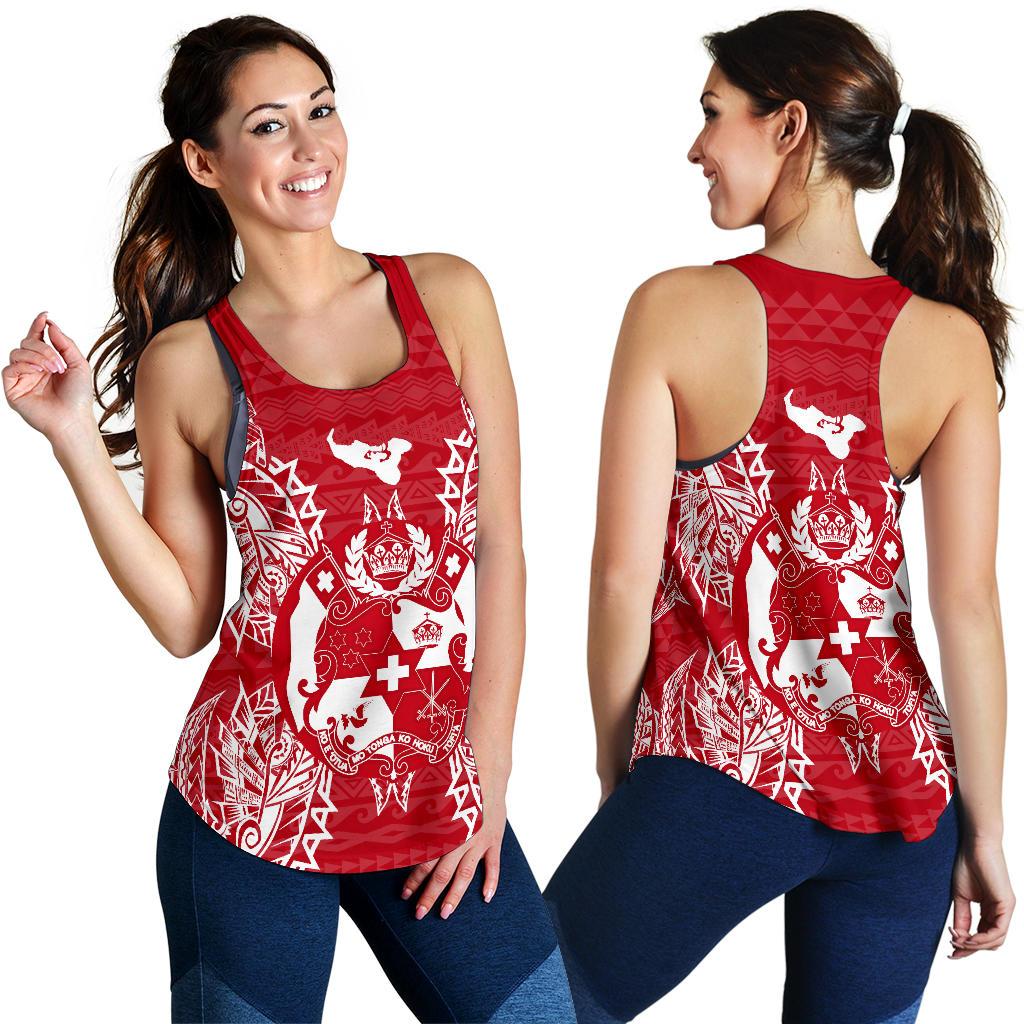 Tonga Polynesian Women Tank Top Map Red White - Polynesian Pride
