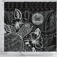 American Samoa Shower Curtain Turtle Hibiscus Black - Polynesian Pride