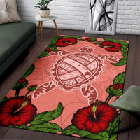 Hawaii Turtle Hibiscus Pink Rug - Fide Style - Polynesian Pride