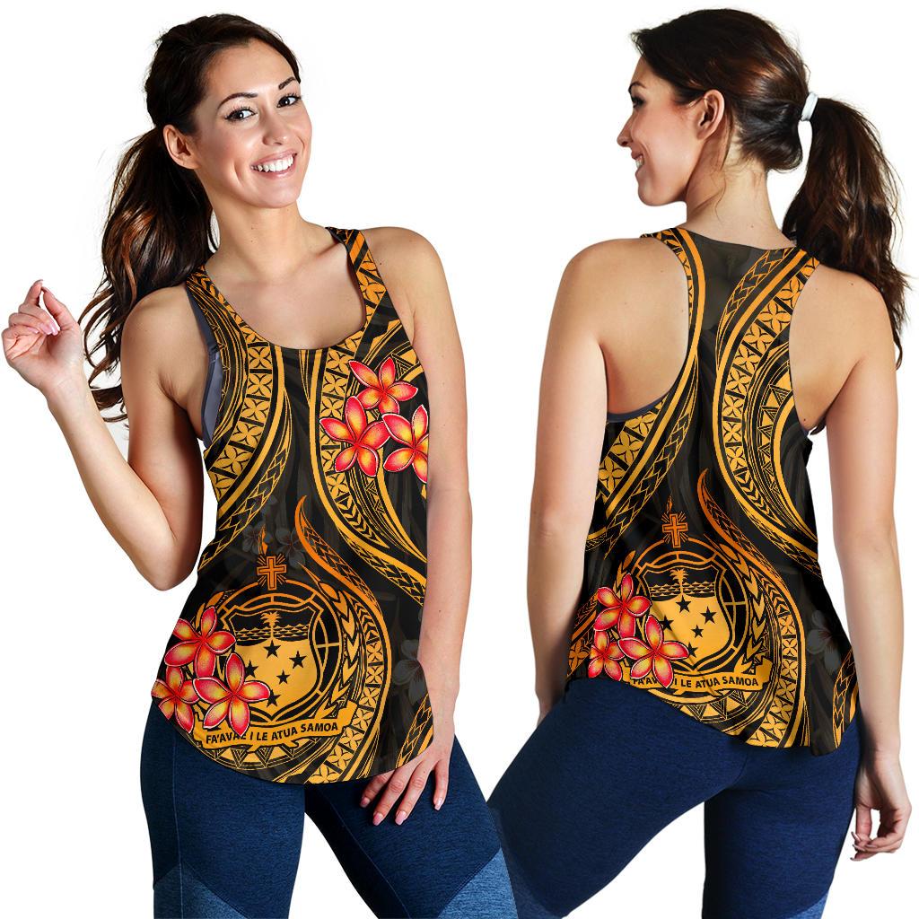 Samoa Polynesian Women Racerback Tank - Gold Plumeria GOLD - Polynesian Pride