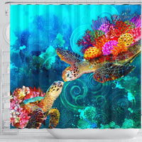 Tonga Shower Curtain - Sea Turtle Coral Treasure - Polynesian Pride
