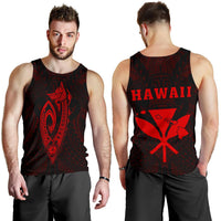 Hawaii Kakau Makau Fish Hook Kanaka Map Men's Tank Top Polynesian - Red Red - Polynesian Pride