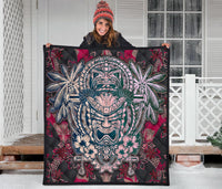 Hawaii Polynesian Premium Quilt - Hawaiian Tiki Face - Polynesian Pride