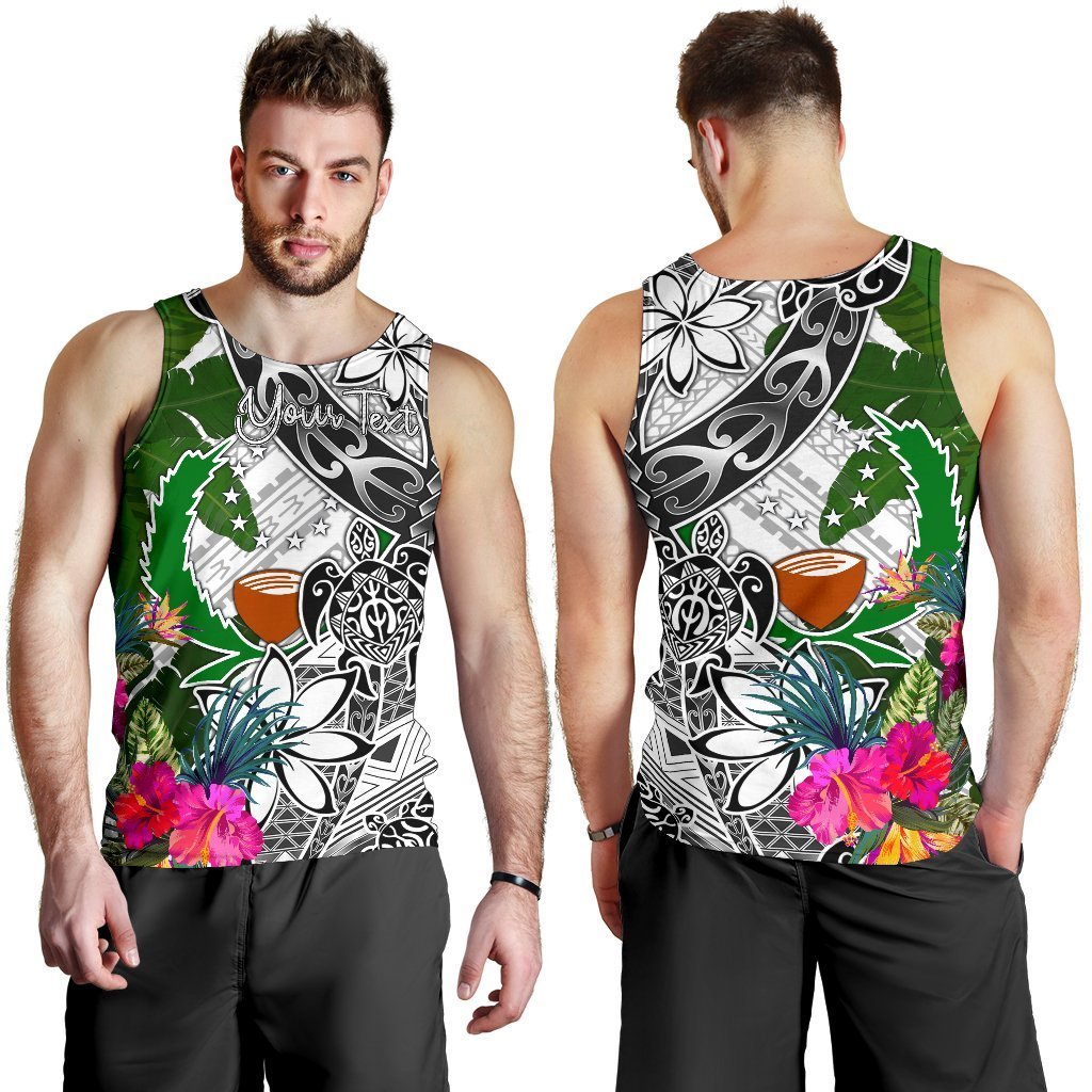 Pohnpei Custom Personalised Men's Tank Top White - Turtle Plumeria Banana Leaf - Polynesian Pride
