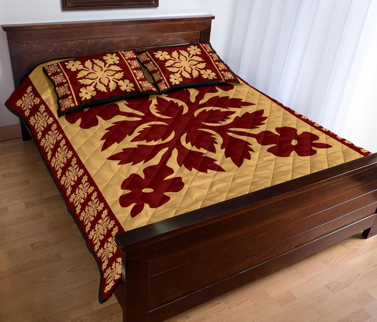 Hawaiian Quilt Pattern Flower Quilt Bed Set - Polynesian Pride