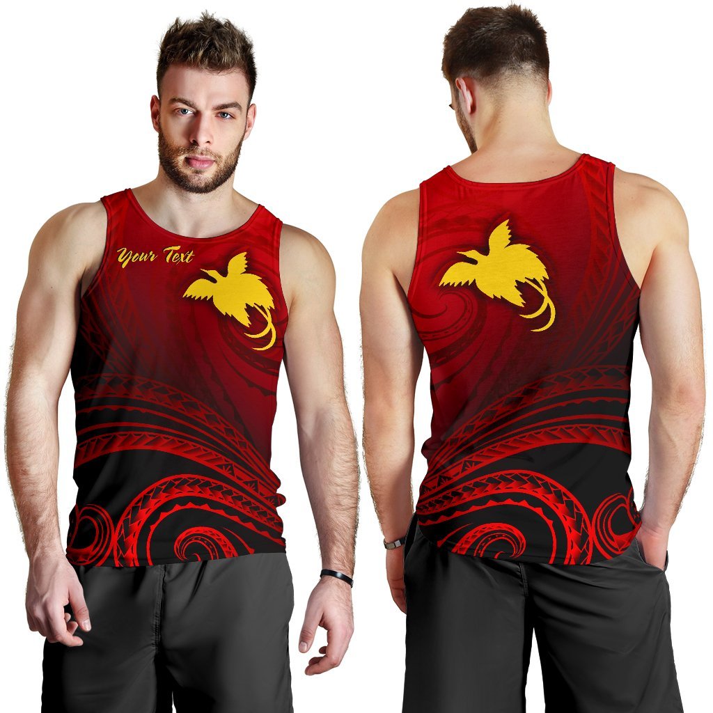 Papua New Guinea Custom Personalised Men's Tank Top - Raggiana Bird of Paradise Polynesian Patterns - Polynesian Pride