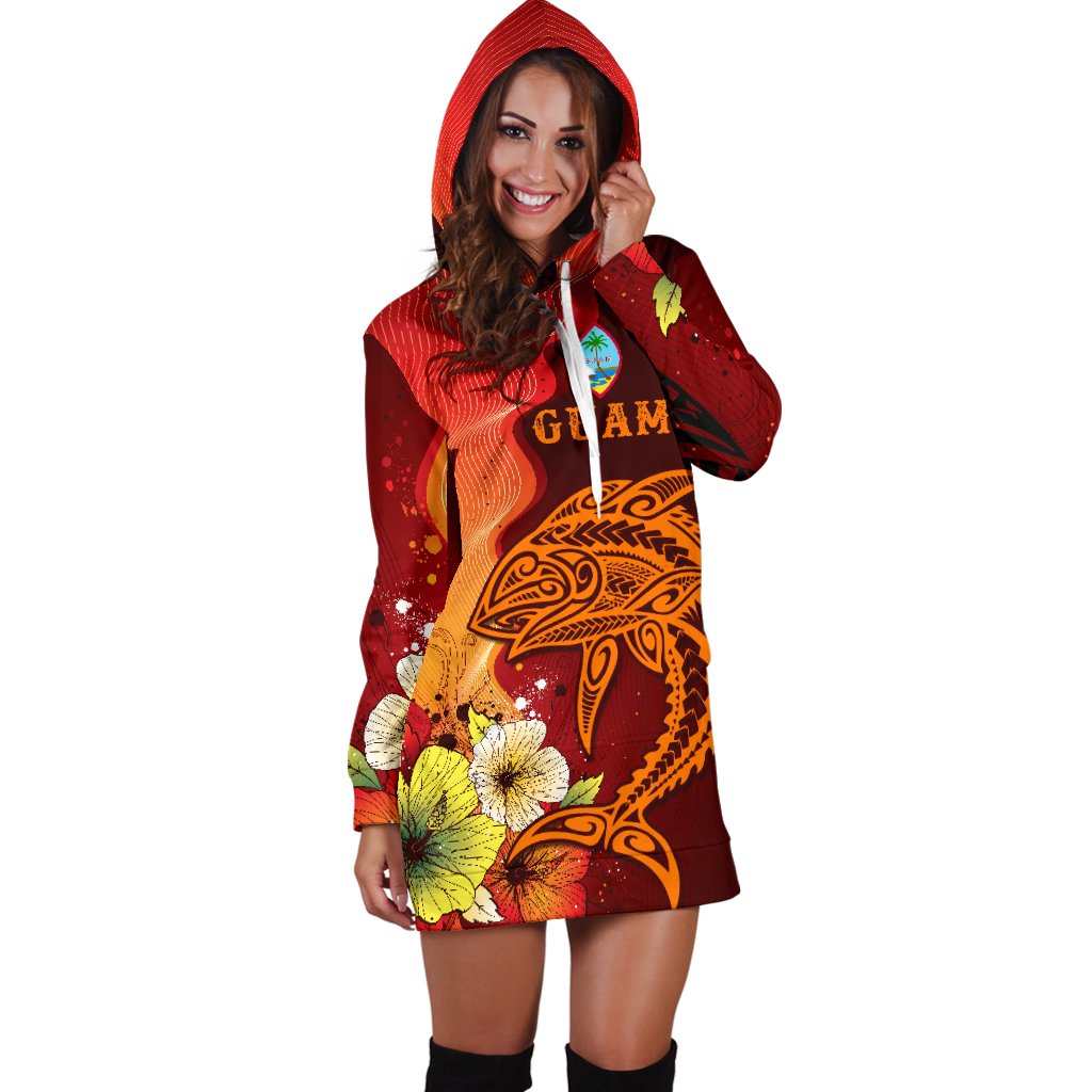 Guam Women's Hoodie Dress - Tribal Tuna Fish - Polynesian Pride