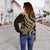 Vanuatu Women's Off Shoulder Sweater - Gold Tentacle Turtle - Polynesian Pride