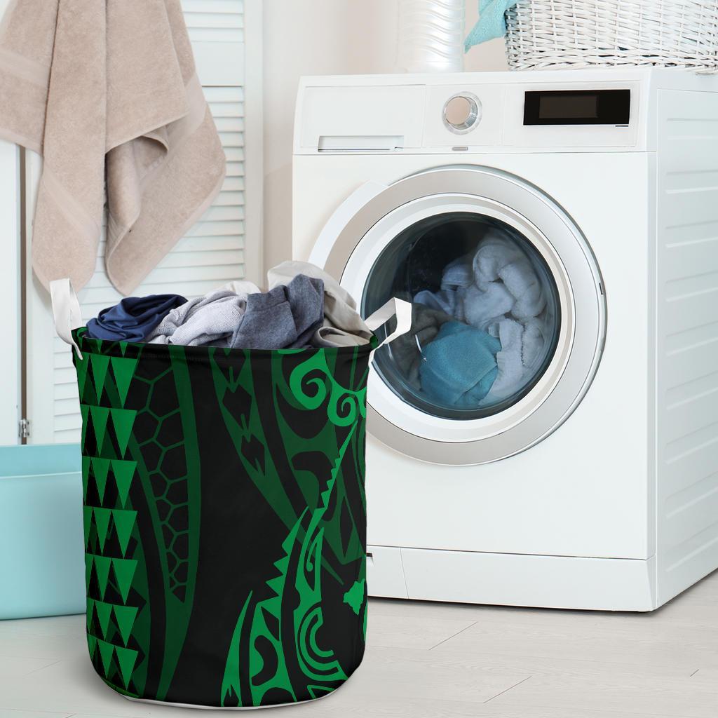 Hawaii Kakau Green Polynesian Laundry Basket AH - Polynesian Pride