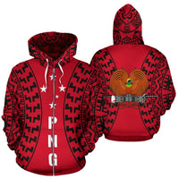 Papua New Guinea All Over Zip up Hoodie Polynesian New Tattoo Unisex Red - Polynesian Pride