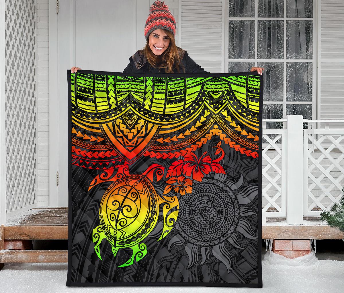 Polynesian Premium Quilt - Polynesian Reggae Turtle - Polynesian Pride