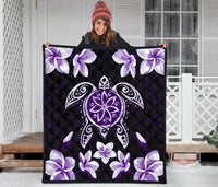 Hawaiian Violet Turtle Plumeria Quilt - Polynesian Pride