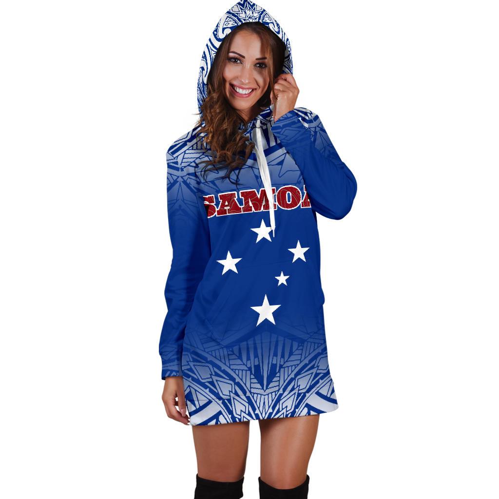 Samoa Women's Hoodie Dress - Polynesian Fog Blue - Polynesian Pride