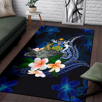 Solomon Islands Polynesian Area Rug - Turtle With Plumeria Flowers - Polynesian Pride