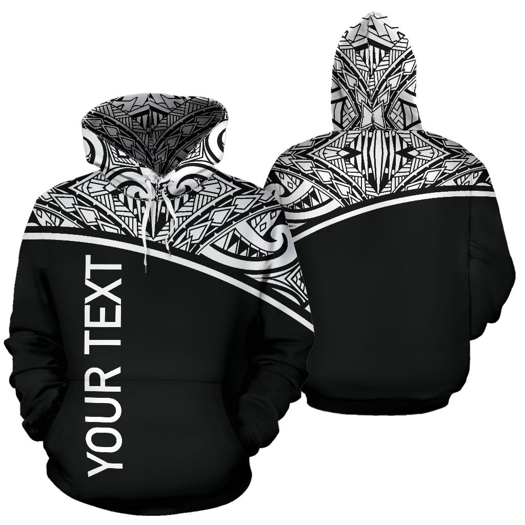 Poly All Over Print Custom Hoodie Polynesian Curve Black Style Unisex Black - Polynesian Pride