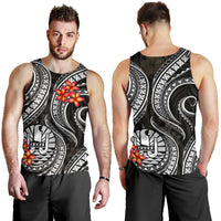 Tahiti Polynesian Men Tank Top - White Plumeria White - Polynesian Pride