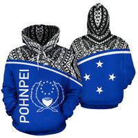Pohnpei All Over Hoodie Micronesia Curve Blue Style Unisex Blue - Polynesian Pride