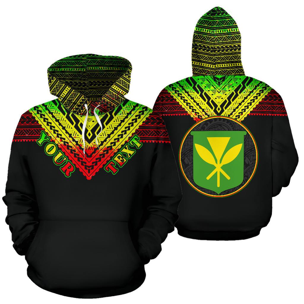 Hawaii Kanaka Maoli All Over Custom Hoodie Reggae Color Unisex Black - Polynesian Pride