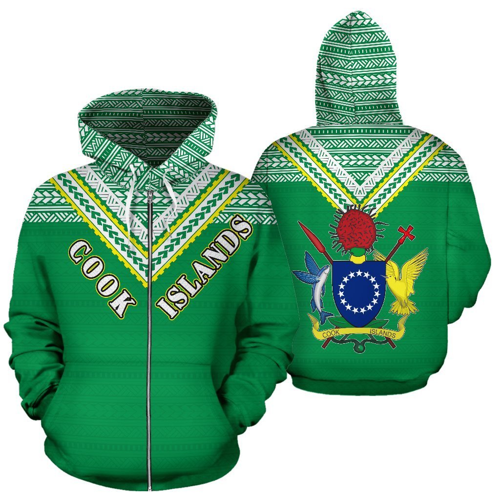 Cook Islands All Over Zip up Hoodie Polynesian Hoodie Style Unisex White - Polynesian Pride