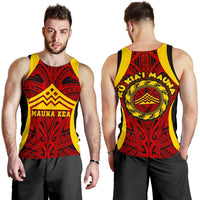 Hawaii Men's Tank Top - Protect Mauna Kea Red Yellow - Polynesian Pride