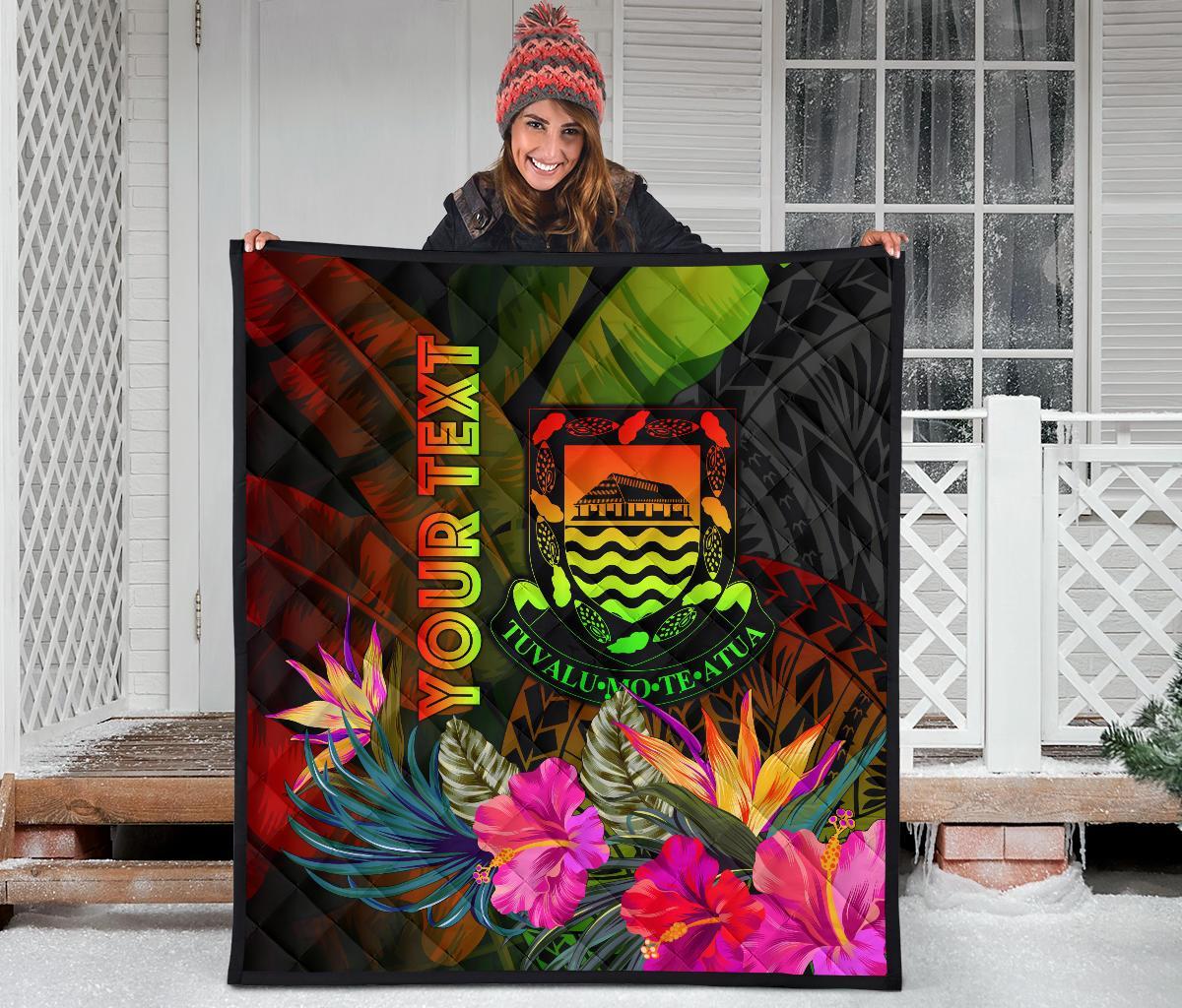 Tuvalu Polynesian Personalised Premium Quilt - Hibiscus and Banana Leaves - Polynesian Pride