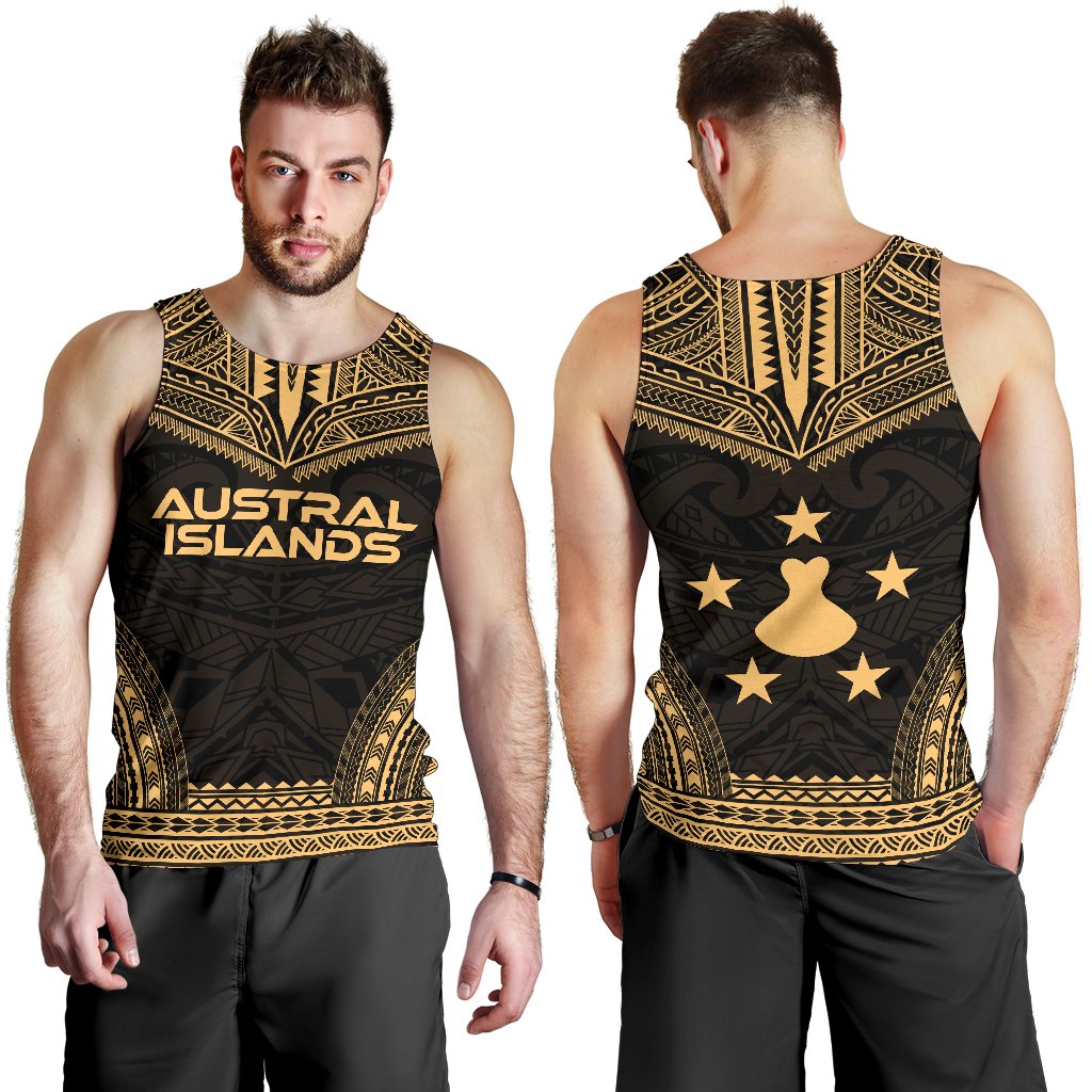 Austral Islands Men's Tank Top - Polynesian Chief Gold Version - Polynesian Pride