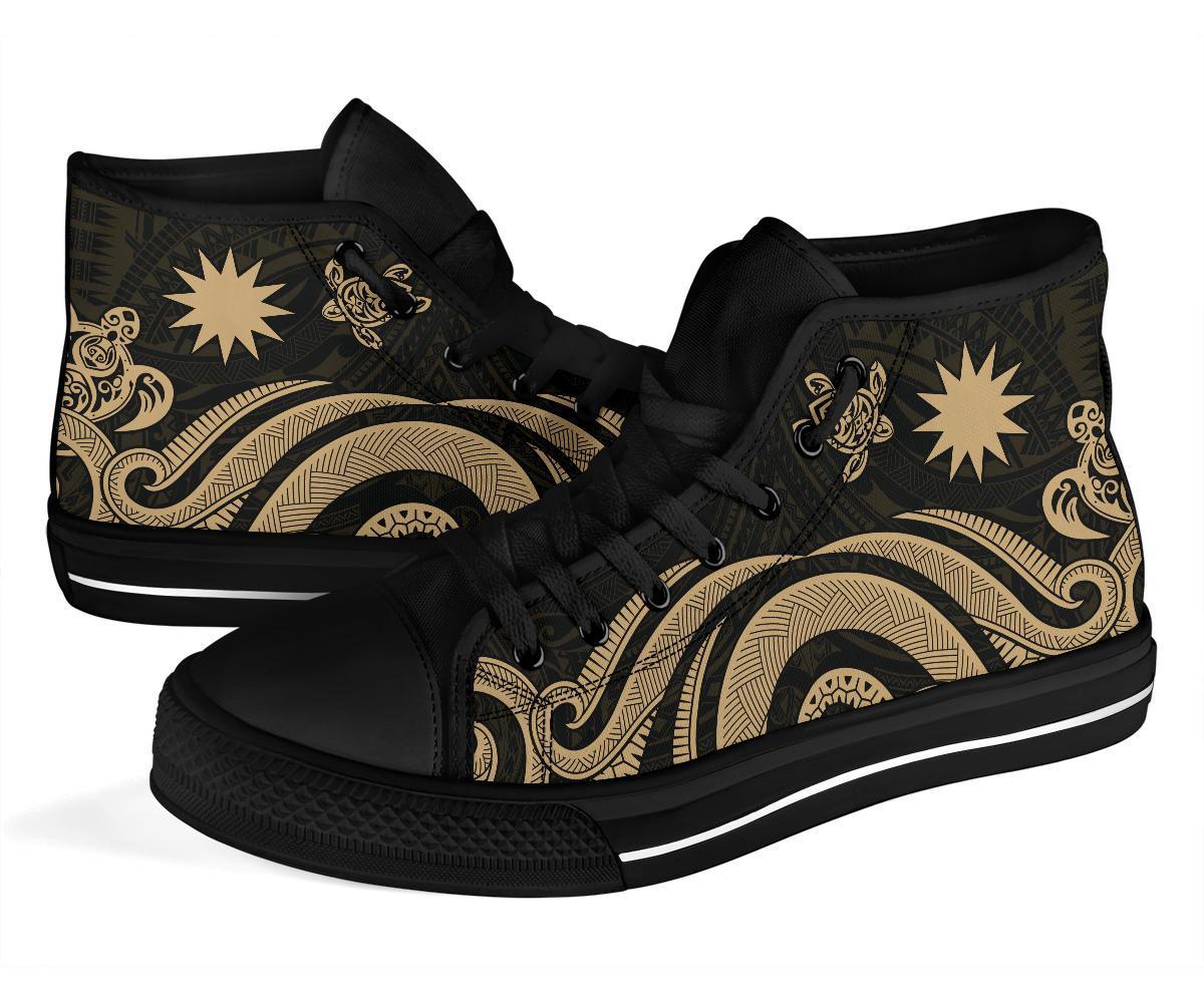 Nauru High Top Canvas Shoes - Gold Tentacle Turtle - Polynesian Pride
