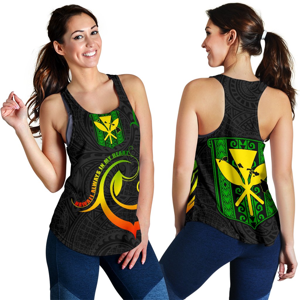 Hawaiian Kanaka Women's Racerback Tank Hawaii Always In My Heart AH Black - Polynesian Pride