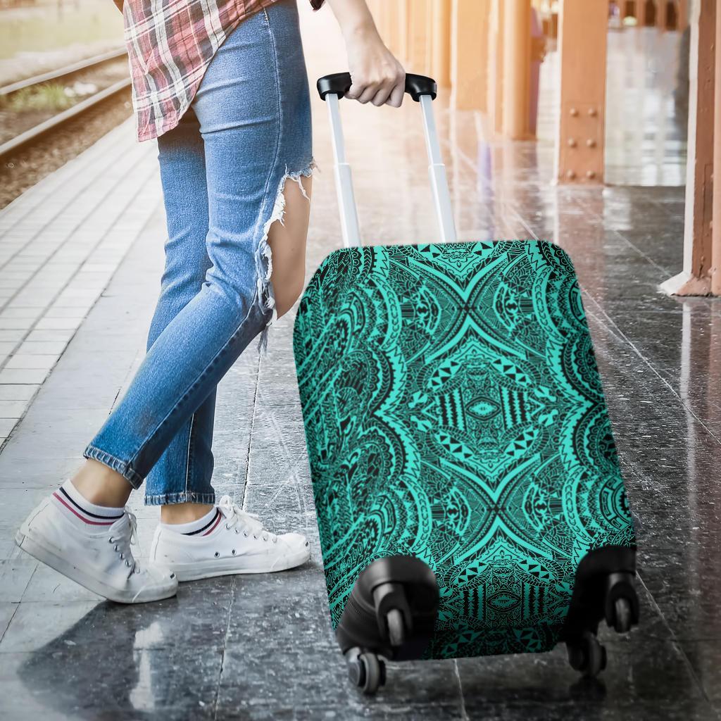 Polynesian Symmetry Turquoise Luggage Covers - Polynesian Pride