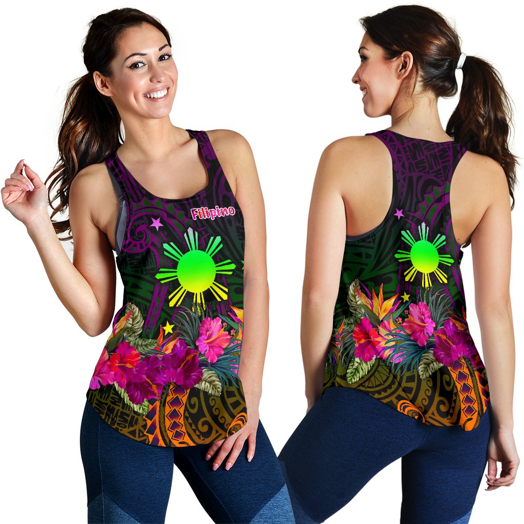 The Philippines Women's Racerback Tank - Summer Hibiscus - Polynesian Pride