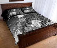 Marshall Islands Custom Personalised Quilt Bed Set - Humpback Whale with Tropical Flowers (White) - Polynesian Pride