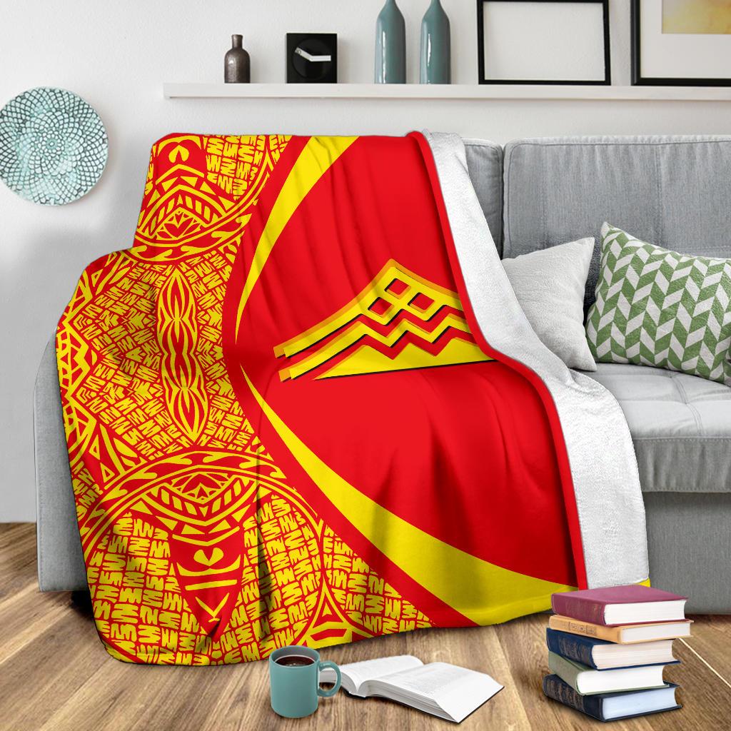 Hawaii Premium Blanket Mauna Kea Polynesian - Circle Style Red And Yellow - Polynesian Pride