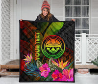 Federated States of Micronesia Polynesian Personalised Quilt - Hibiscus and Banana Leaves - Polynesian Pride