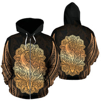 Wild Shark Polynesian Zip up Hoodie Unisex Gold - Polynesian Pride