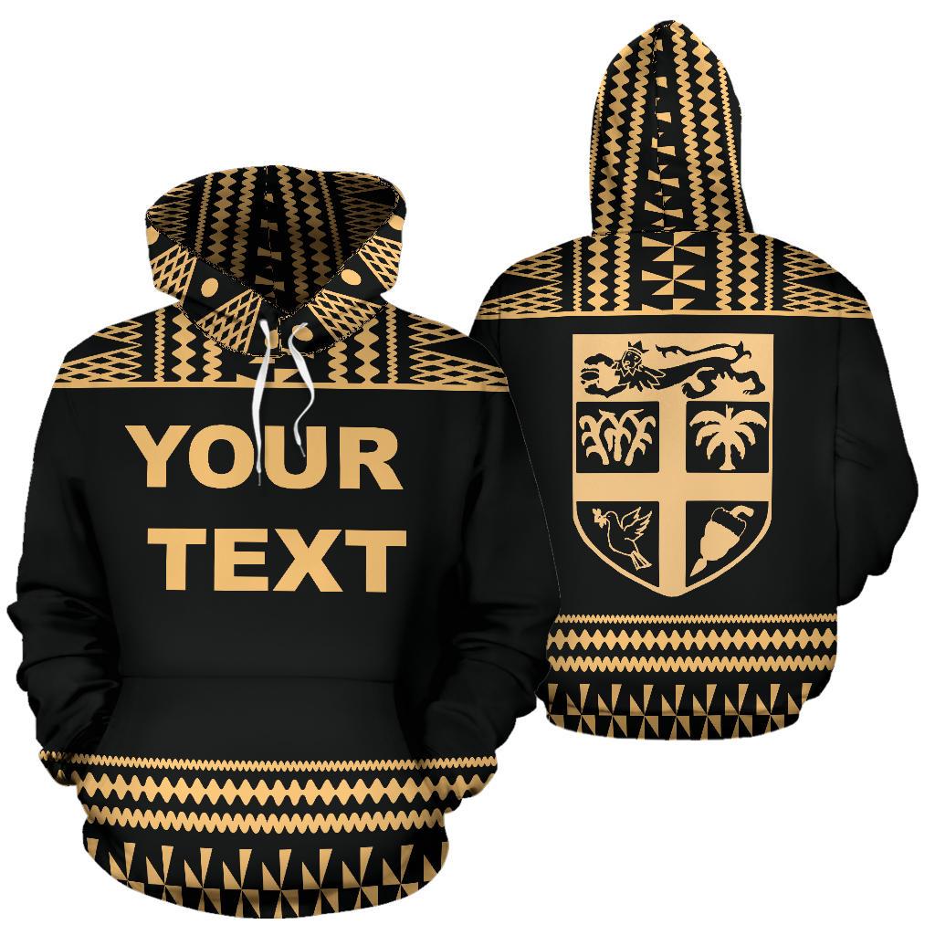 Fiji Custom Hoodie Polynesian Gold Version Unisex Black Gold - Polynesian Pride