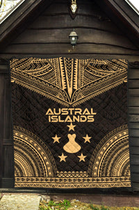 Austral Islands Premium Quilt - Austral Islands Flag Polynesian Chief Gold Version - Polynesian Pride