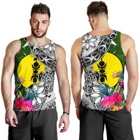 New Caledonia Custom Personalised Men's Tank Top White - Turtle Plumeria Banana Leaf - Polynesian Pride