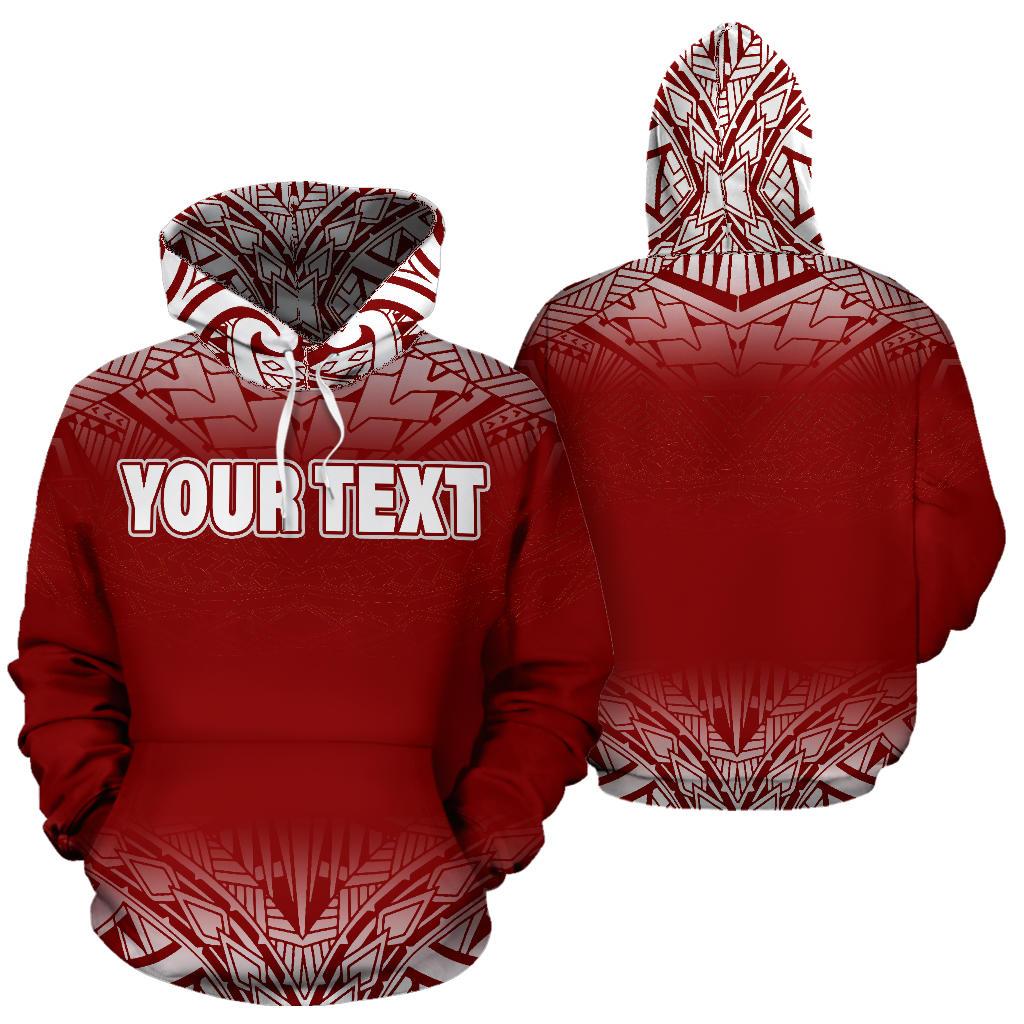 Poly All Over Custom Hoodie Polynesian Fog Red Style Unisex Red - Polynesian Pride