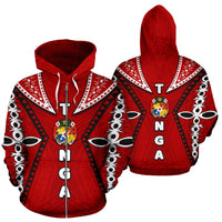 Tonga All Over Zip up Hoodie Ngatu Coat of Arms - Polynesian Pride