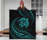 Hawaii Turtle Premium Quilt - Turquoise - Frida Style - Polynesian Pride