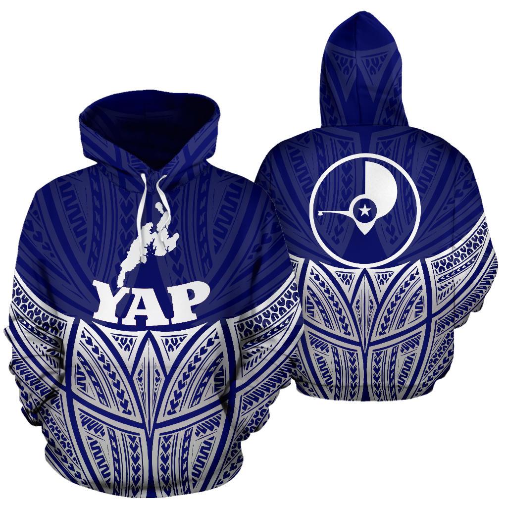 Yap Polynesian Hoodie Blue Pride Map nd Seal Unisex Blue - Polynesian Pride
