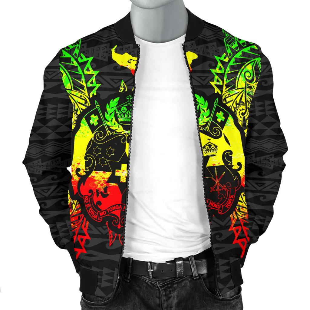 Tonga Polynesian Men's Bomber Jacket Map Reggae - Polynesian Pride