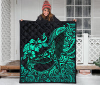 Polynesian Hawaii Premium Quilt - Polynesian Turquoise Humpback Whale - Polynesian Pride