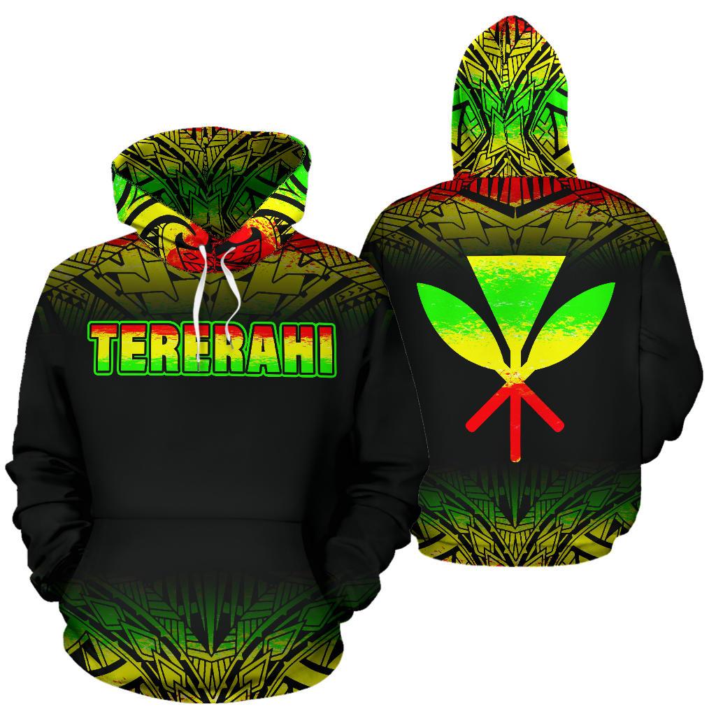 Tererahi Hawaii All Over Hoodie Polynesian Custom Reggae Fog Unisex Black - Polynesian Pride