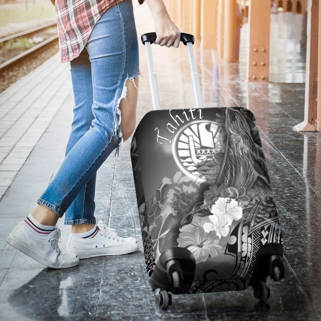 Tahiti Luggage Covers - Humpback Whale with Tropical Flowers (White) - Polynesian Pride