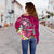 Guam Women's Off Shoulder Sweater - Turtle Plumeria (Pink) - Polynesian Pride