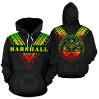 Marshall Islands All Over Hoodie Reggae Color Sailor Style Unisex Black - Polynesian Pride